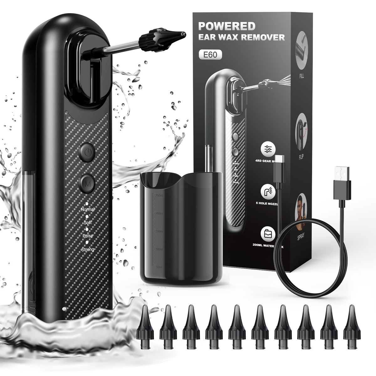 Electric Ear Washer with Adjustable Nozzles