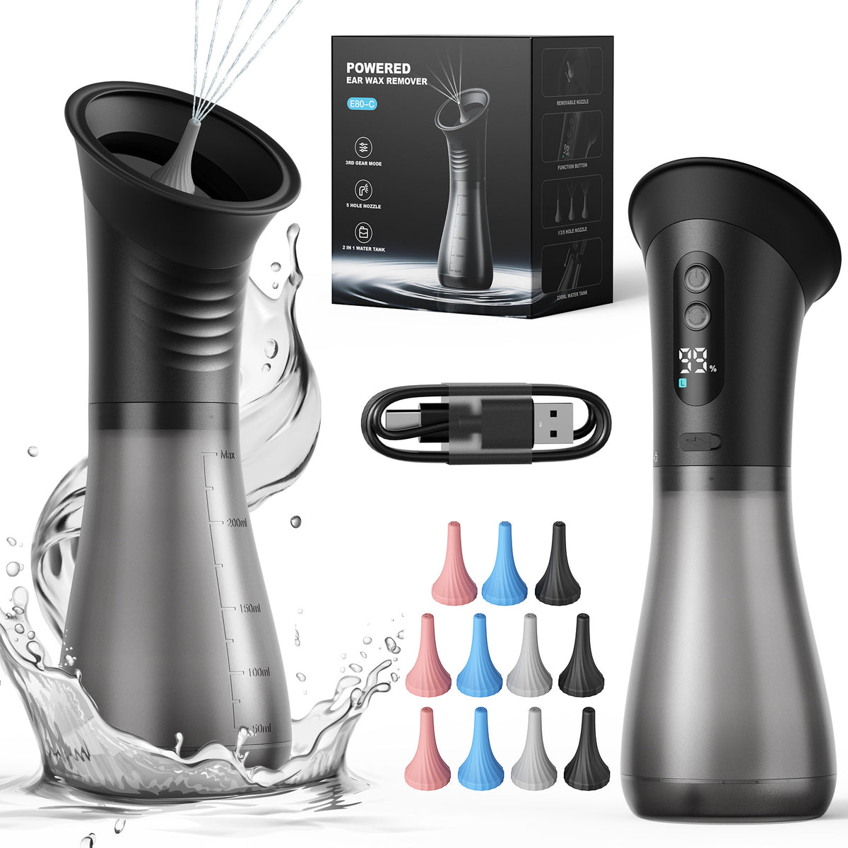 Electric Ear Washer with Adjustable Nozzles