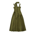 Fitted-waist pleated maxi dress