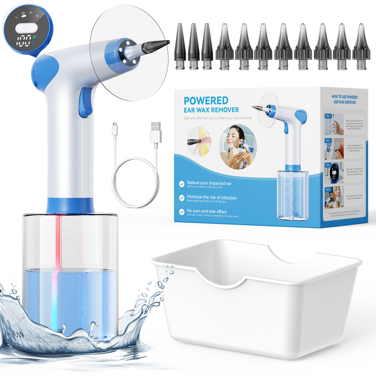 Electric Ear Washer with Adjustable Nozzles