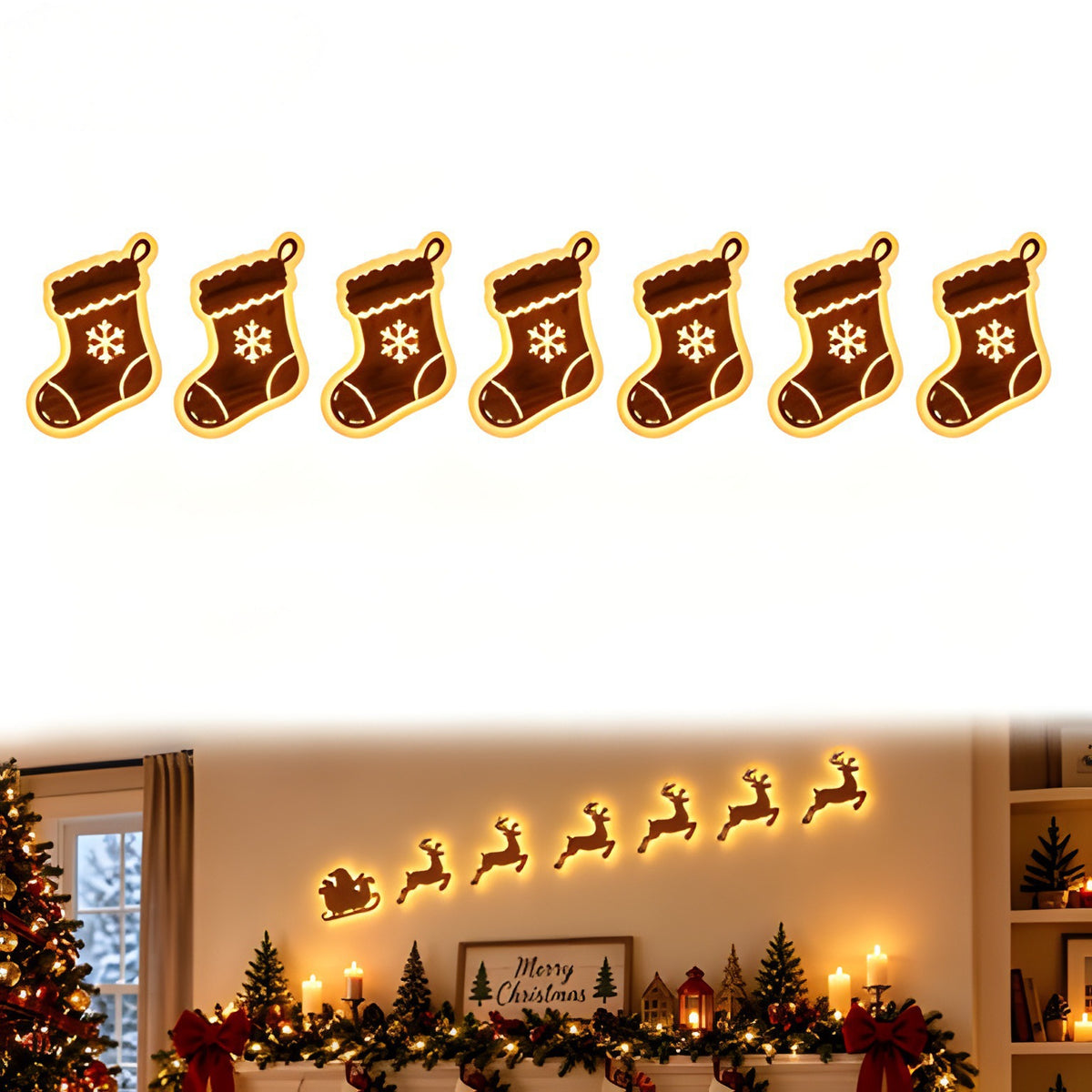 Cuadro Luminoso LED de Navidad para Pared